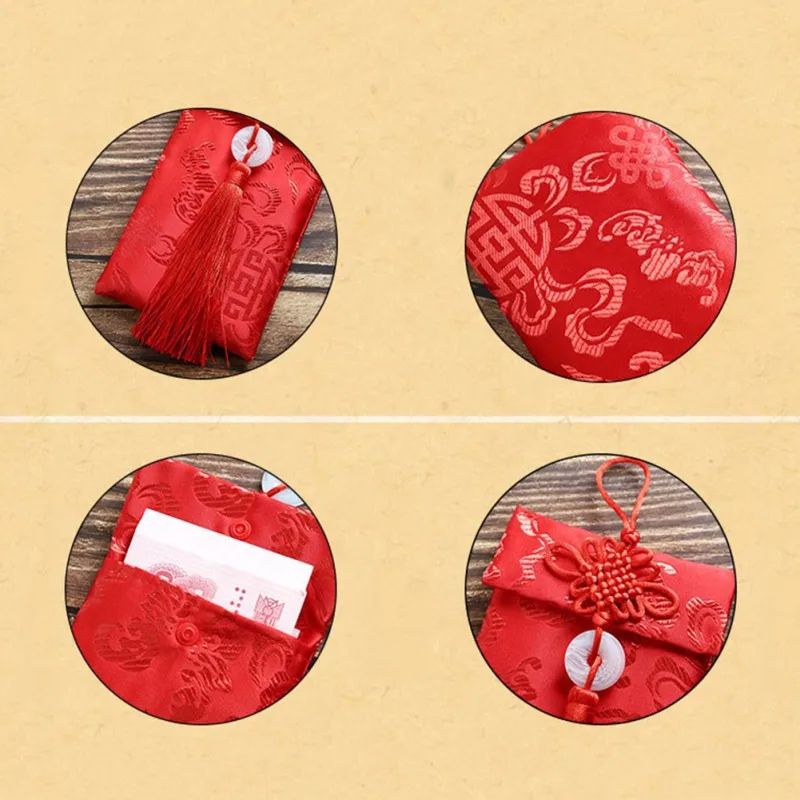 Красный конверт в китайском стиле сумка для денег на удачу вертикальная ткань