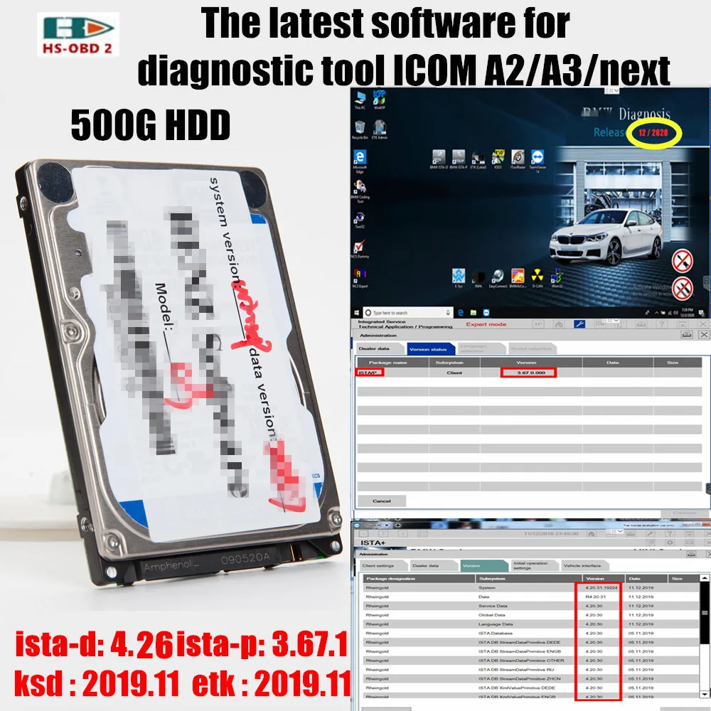 2020 12 программное обеспечение для диагностики автомобиля ICOM A2 / next ISTA/D( 4.26.38)&