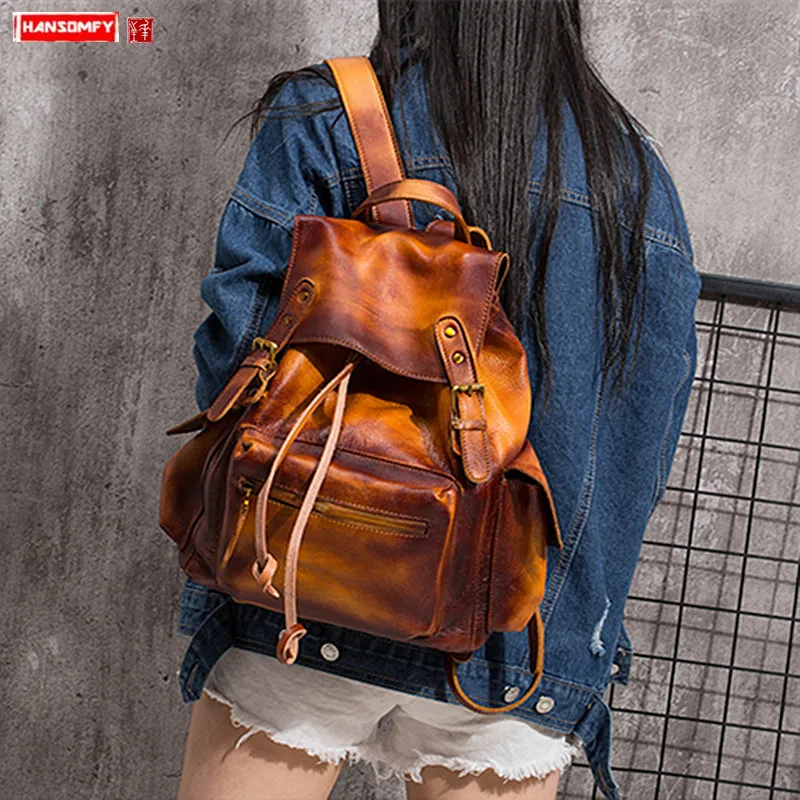 Новый женский рюкзак женские Наплечные сумки ручная роспись Повседневная Ретро