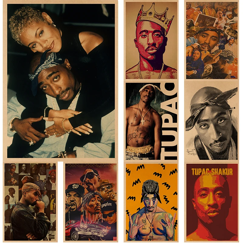 

A3 A4 Legendary Rapper Hip Hop Singer Tupac Vintage Posters Kraft Paper Sticker DIY Room Bar Cafe Decor Print Art Wall Paintings
