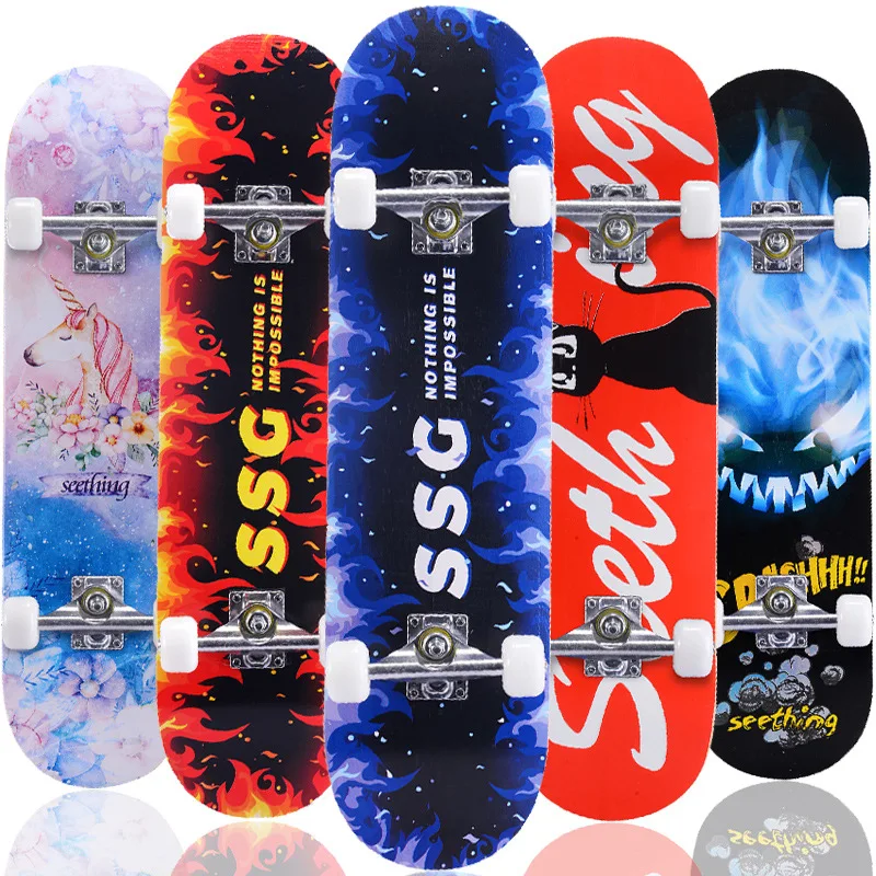 

Shingboard Adult Four-Wheel Skateboard 31in Maple Skateboard Thermal Transfer Printing Pattern Skate Board Maple Long Board