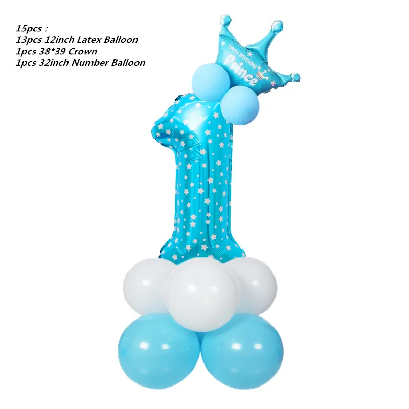 15pcs blue set 12 месяцы фоторамка баннер Baby 1st декорации с днем рождения Baby Shower 1st для маленьких мальчиков девочек мой первый год вечерние поставки - Цвет: 15pcs blue set