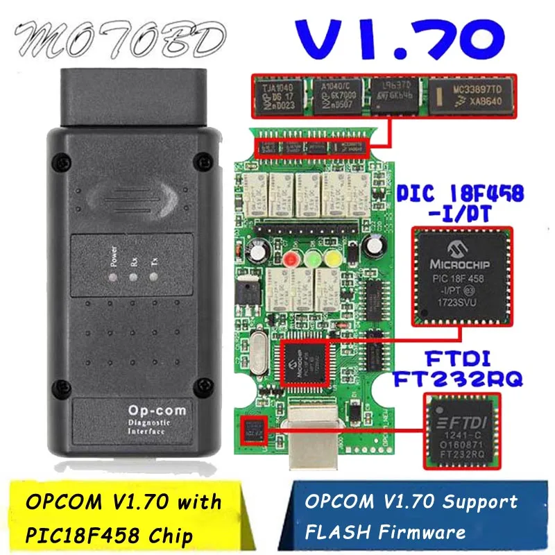 Opcom V1.70 OP Com 2014 V Can OBD2 прошивка с чипом PIC18F458 и FTDI FT232RQ поддержка флеш