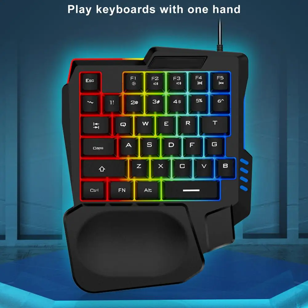 Half Keyboard Left Hand Keyboard Wired Gaming Keyboard With RGB Backlit 35 Keys For Gamer Mini Gaming Keypad Portable Keyboard