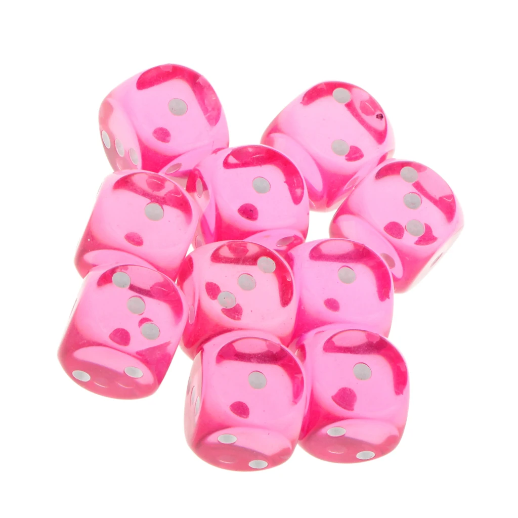 

Pack of 10 Dice Set D3 transparent Rose Red for Board Games,Party Favors