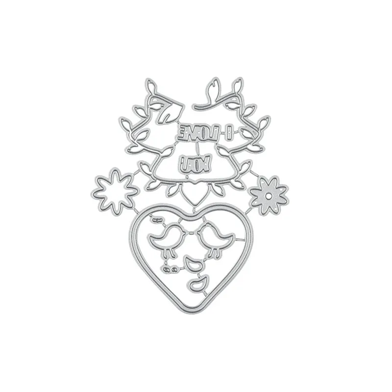 DiyArts I Lover You Floral Heart Metal Cutting Dies Stencils for DIY Scrapbooking Decoration Embossing Handcraft Die Cut 2019 | Дом и сад