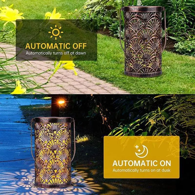 

Outdoor Solar Lantern Metal Solar Lantern Garden IP65 Waterproof LED Decorative Lantern Solar Hanging for Patio Decoration Patio