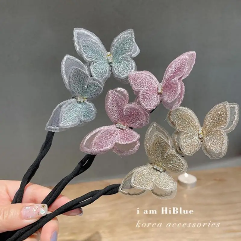 

Устройство для волос Super Fairy, пушистая головка с бабочкой, корейский цветок в форме бутона, женский аксессуар для волос