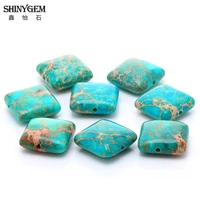shinygem 1414mm charm square shape sea sediment jaspers bead natural blue texture stone loose bead for diy jewelry making 20pcs