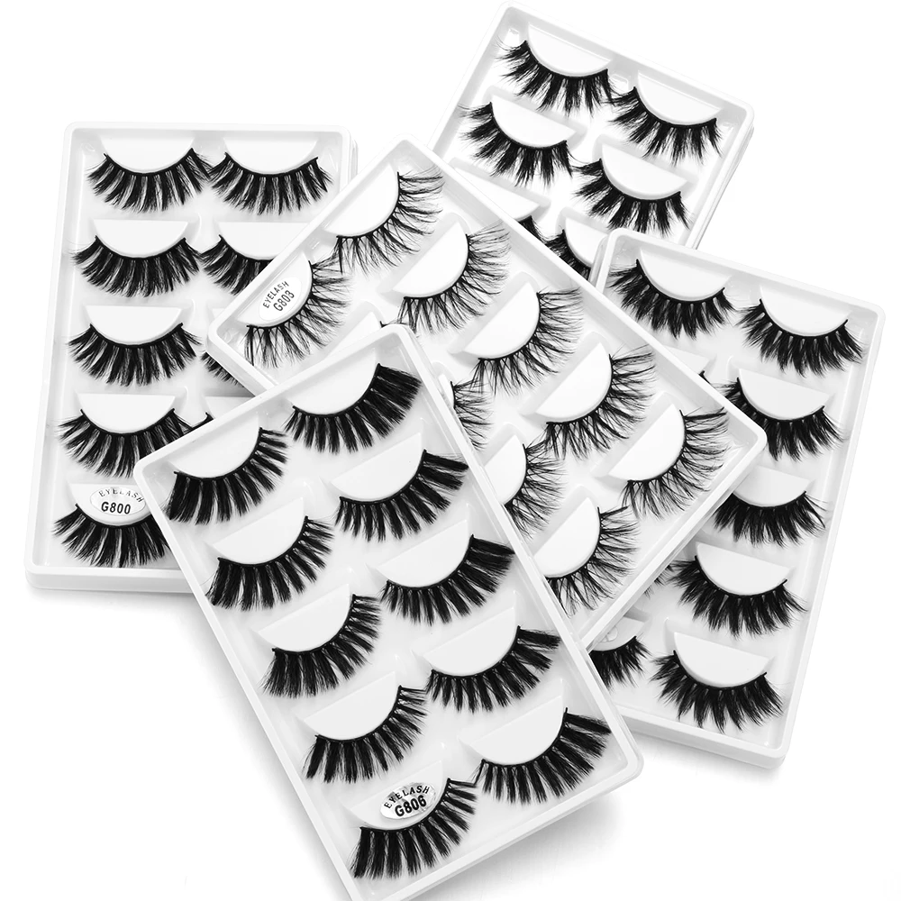 LEKGAVD 5 пар Wispies Fluffies драма ручная работа безжалостные ресницы 6D искусственные норковые волосы Накладные ресницы для наращивания Красота Макияж