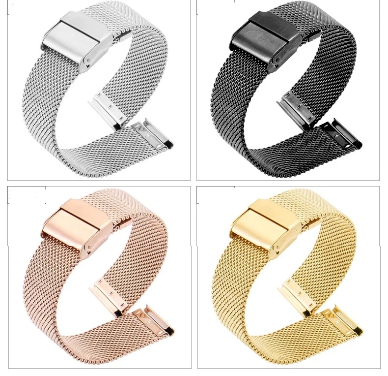 

Stainless Steel Watch Bands Bracelet Black Blue Silver Rosegold Watch Strap For Women Men Quick Release 18 20 22mm Wristband