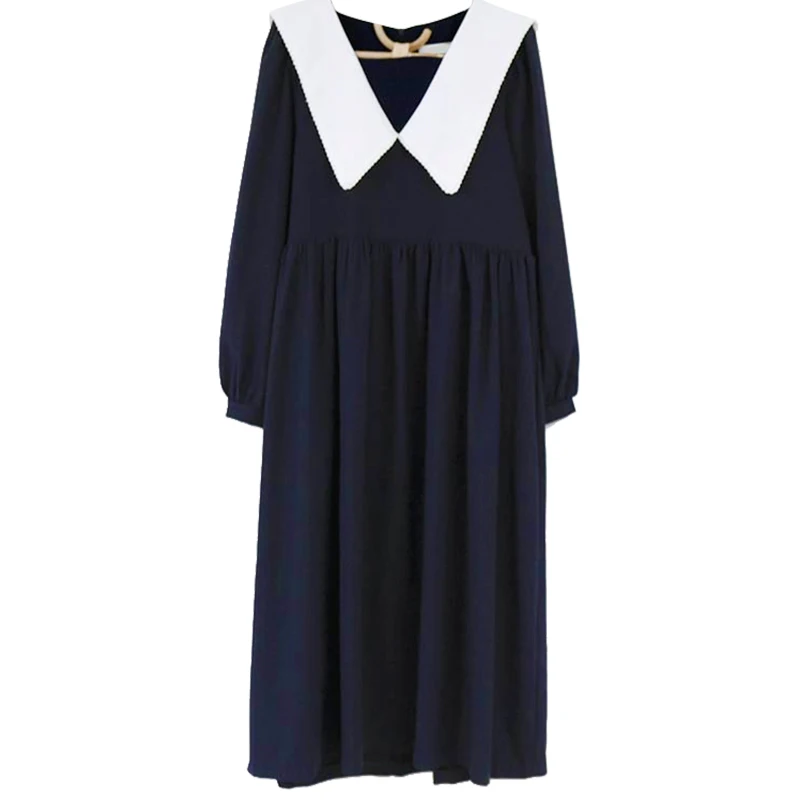 

2020 Early Autumn New Korean Style Preppy Style Loose Lolita Retro French Dress Mid-Length Female Student