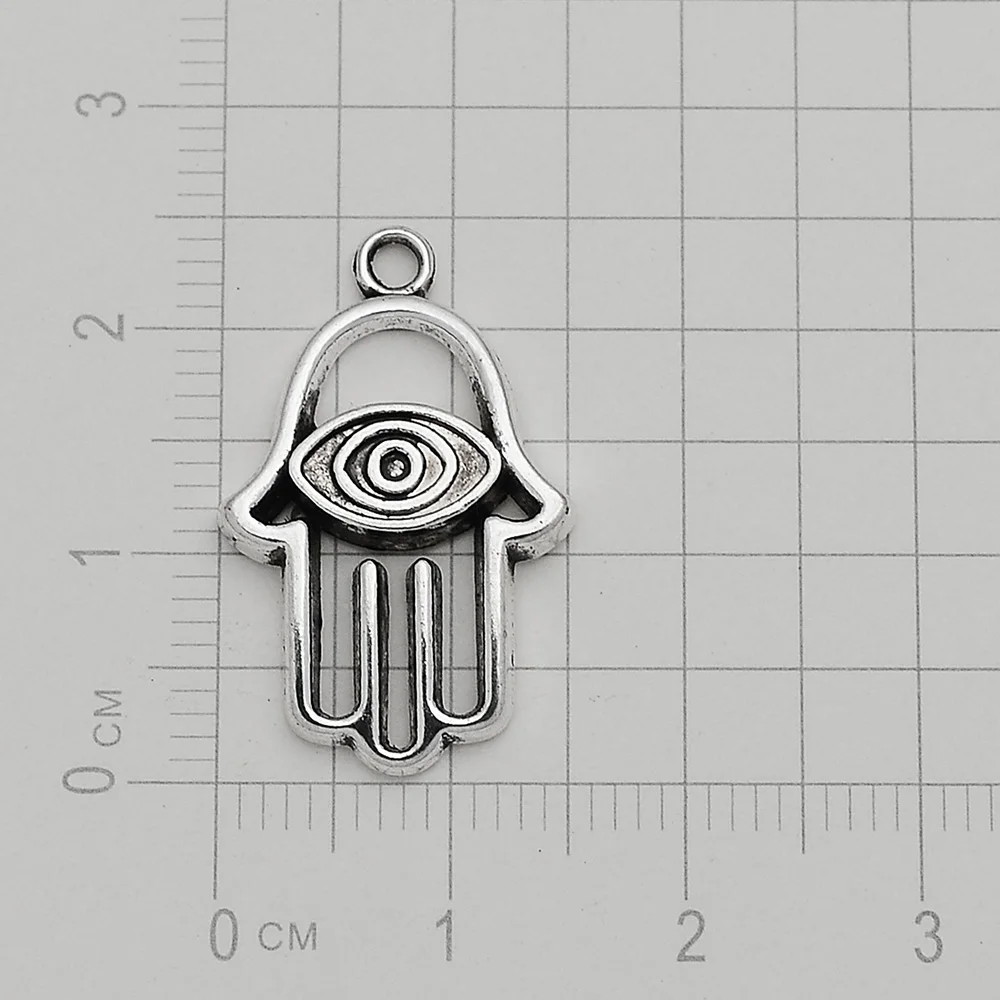 20pcs/Lots 15x24mm Antique Silver Plated Hamsa Hand Charms Eye Pendants For DIY Necklace Jewellery Crafts Wholesale Drop Ship - купить по