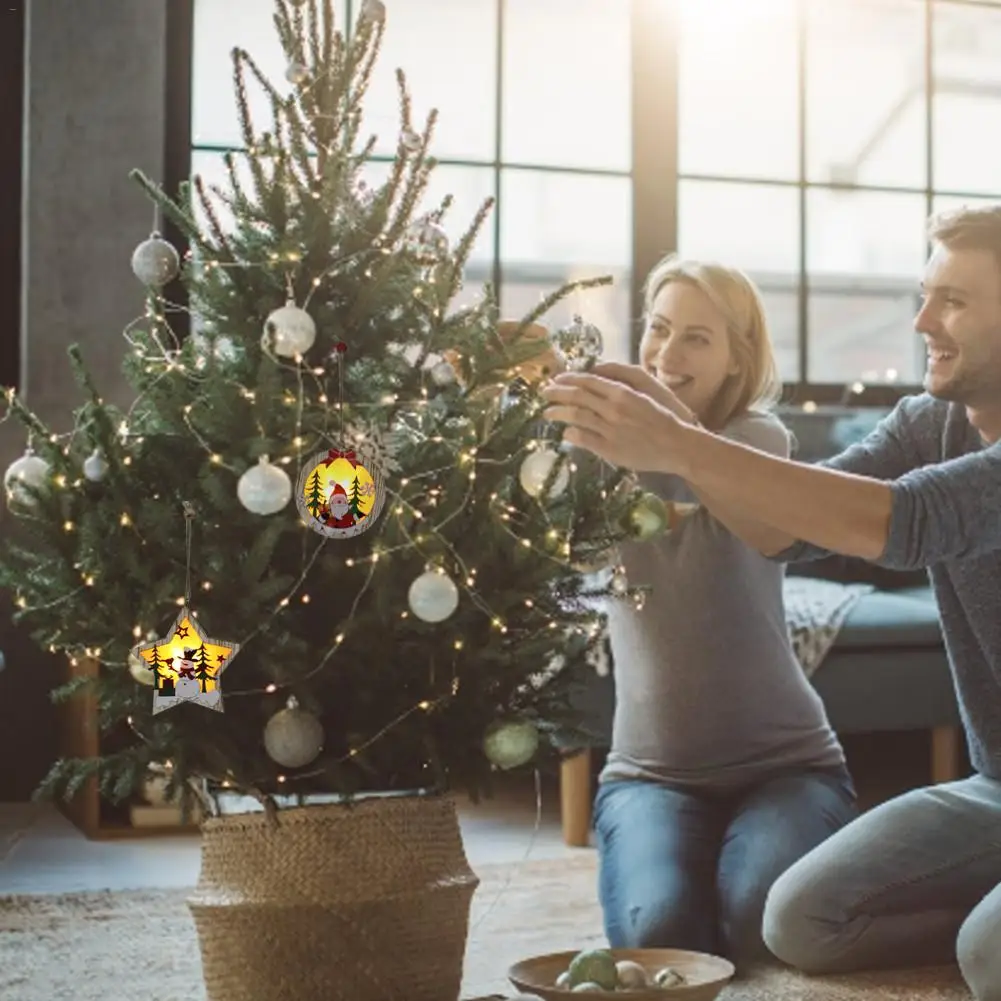 Светодиодный мини светящийся деревянный дом Рождественские огни светодиодный