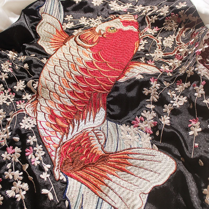 

Luxury baseball Jacket for Women and Men Spring Autumn Chinese Wind Sakura Koi Embroidered Yokosuka Coat Harajuku Jackets