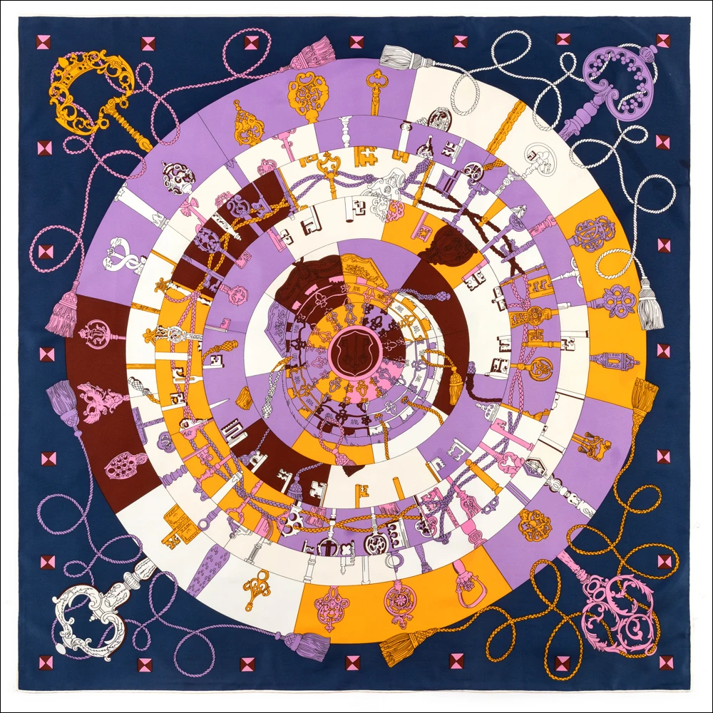 Шелковый саржевый шарф 90*90 см квадратный шелковый ручной работы дизайнерские