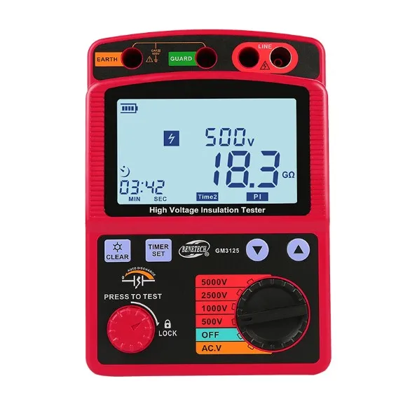 

GM3123 Professional Digital High Voltage Megohmmeter Insulation Resistance Tester 2500V