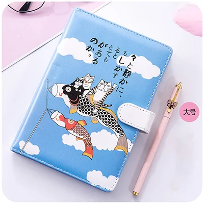 F Kawaii кожаный блокнот милый счастливый кот японская ручная книга ежедневник Filofax канцелярские принадлежности Школьные принадлежности подарок - Цвет: F