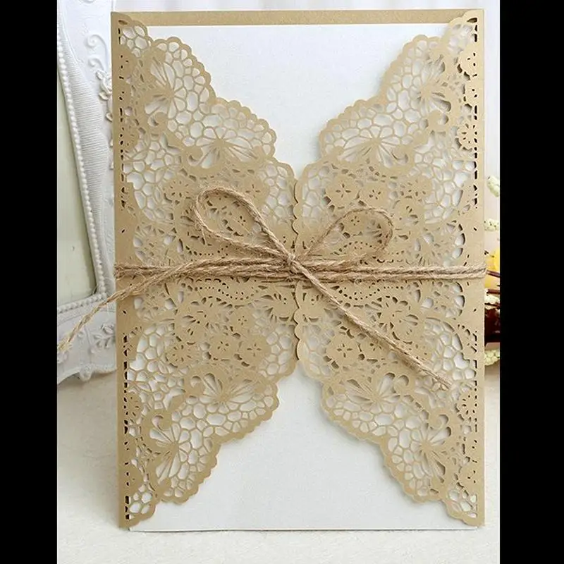 1pcs White Gold West Cowboy Pattern Beautiful Hollow Retro Festival Gift With Kit Message Printing Invitation Paper Blank Card | Дом и сад