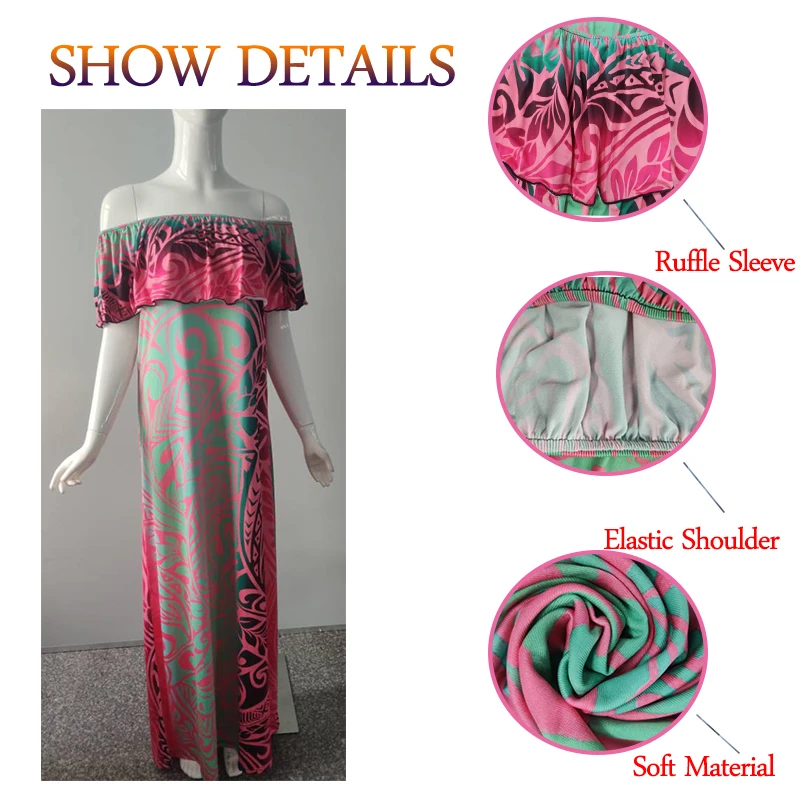 Платье женское летнее длинное без бретелек с оборками и открытыми плечами |