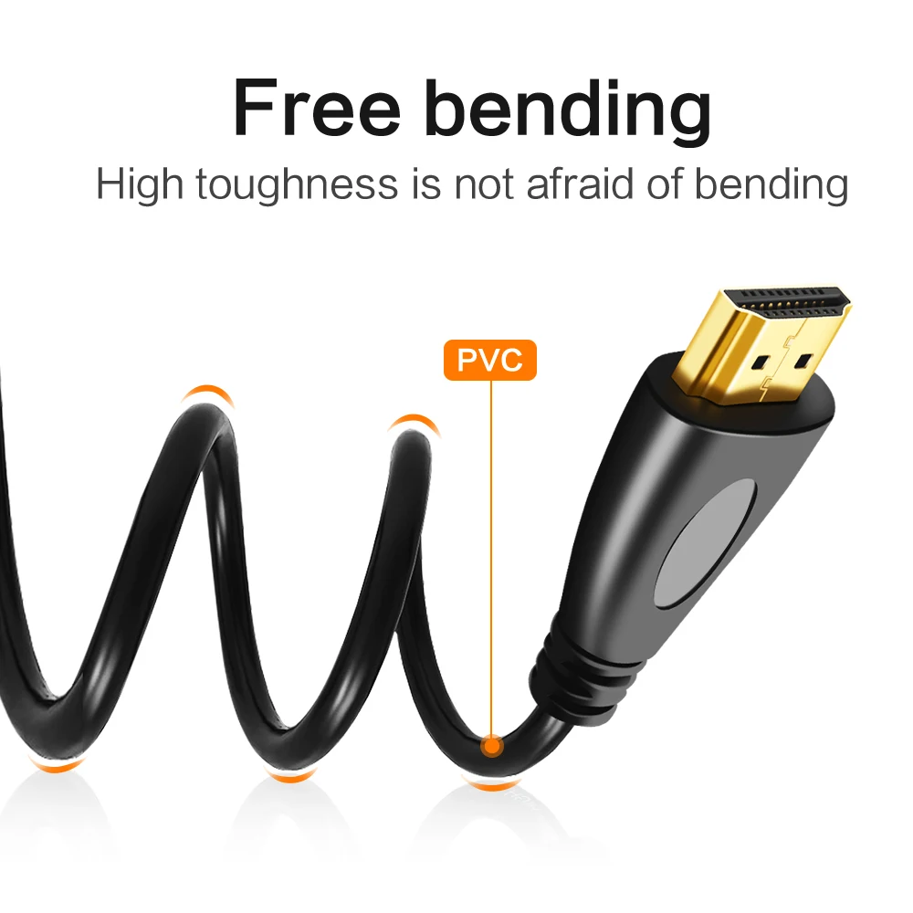 Тонкий совместимому с HDMI кабель 0 5 м 1 2 3 8 10 15 20 позолоченный сплиттер UHD AV1.4V 1080P 3D