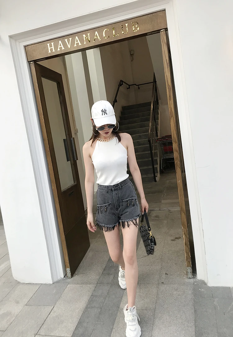 

2021 Spring Summer New Zipper Denim Shorts Women High Waist Slim Fit Tassel Jean Shorts Femme Versatile Casual Fashion Hot Pants