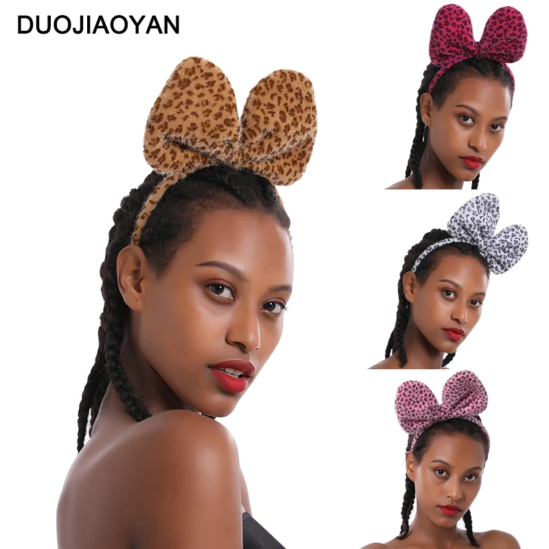 

DUOJIAOYAN New Leopard Headband Party Bow Headwear Colorful Animals Hair Band European knot Hair hoop
