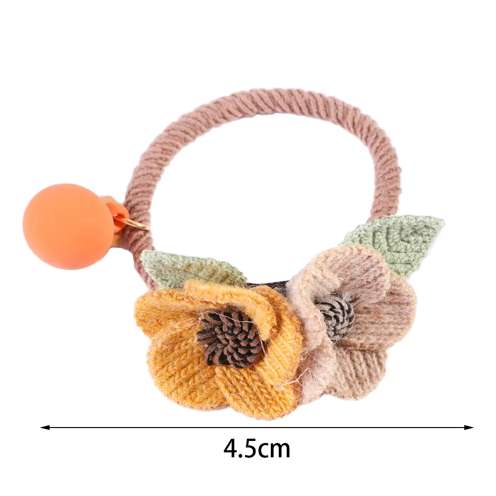 

New Women Girls Knitting Wool Two Flowers Simple Elastic Hair Bands Cute Rubber Band Scrunchie Headband Fashion Hair Accessories