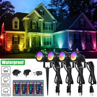 yard garden night lights decorative lawn landscape spotlight remote control waterproof color changing rgb pathway lights outdoor