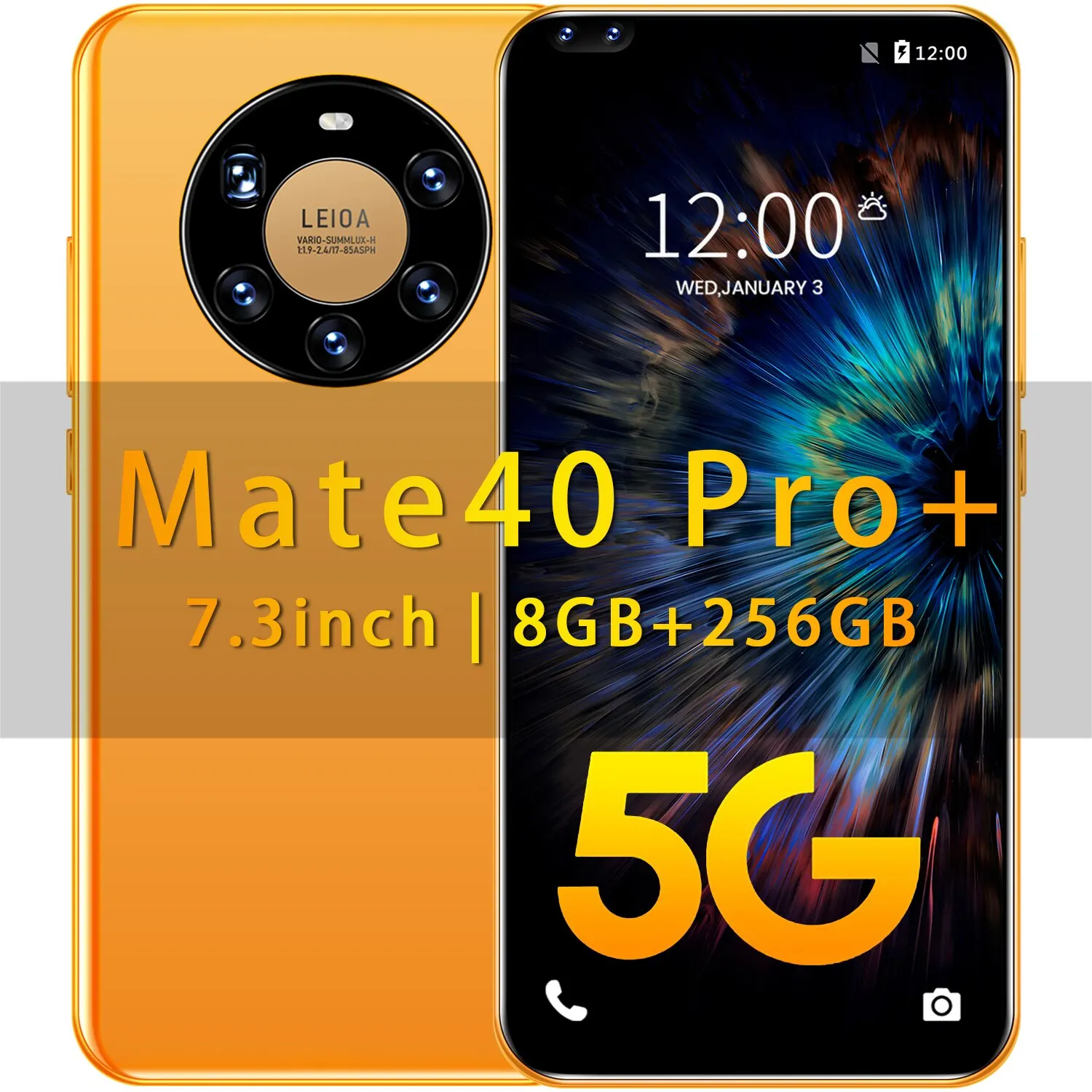 

Mate40pro + 5g Smartphone 12 + 256gb 6800mah Sim Dual Android 10 Full Screen Deca Core Face Finger Id Mobile Phone 7.3 Inch