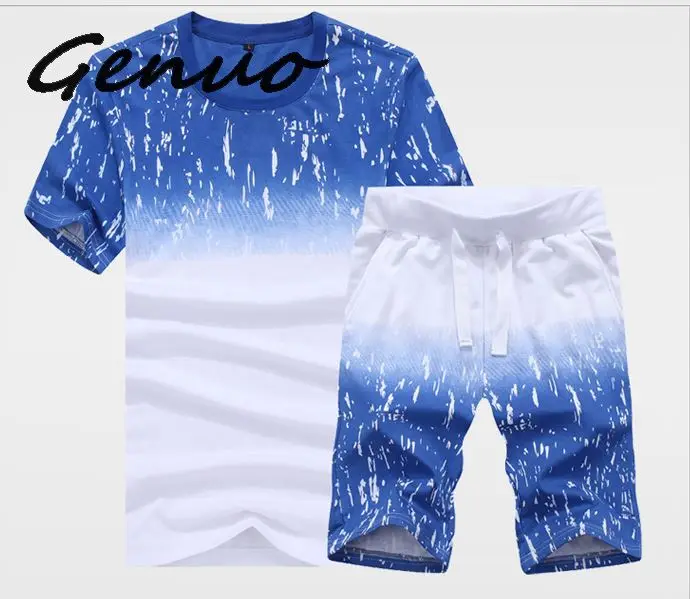 

Genuo New 2019 Summer new men's short-sleeved T-shirt Korean sports suit clothes men's casual sports suit