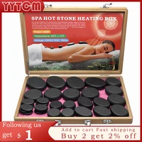 tontin 38pcsset body massage stone hot stone with 220v110v bamboo heating box relieve stress back pain health care