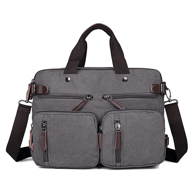 

Men Canvas Bag Pack Convertible Briefcases Business Laptop Bags Handbag Vintage Messenger Case multi-purpose Rucksack School Bag