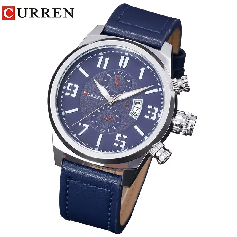Роскошные модные повседневные мужские часы CURREN 8200 спортивные с календарем