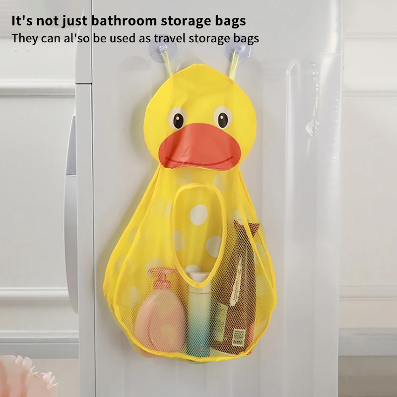 

Baby Shower Bath Toys Bag Net Bathroom Organizer Duck Little Rabbit Baby Bathing Storage Mesh With Strong Suction Cups Toy