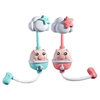 new baby bath shower head bathtub toy cute cartoon electric pig shower sprinkler toy electric pig water pump head spout rinser