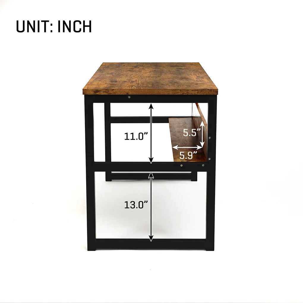 

New Wood and Metal Frame Computer Desk with Bookshelf Modern Home Office Large Computer Writing Table