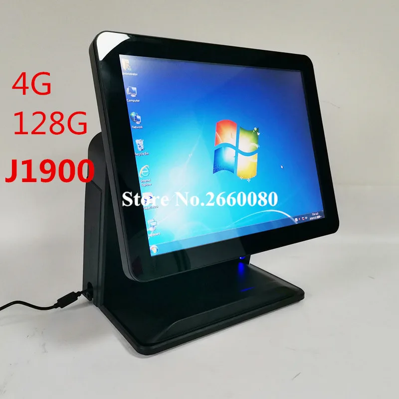 black 4G 128G J1900 Сенсорная система POS терминал машина 15 ''Сенсорная панель ЖК-монитор экран с небольшим клиентским дисплеем кассовый аппарат - Цвет: black 4G 128G J1900