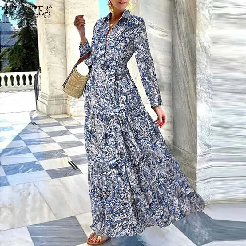 Женское Элегантное Длинное Платье-рубашка с отложным воротником весеннее