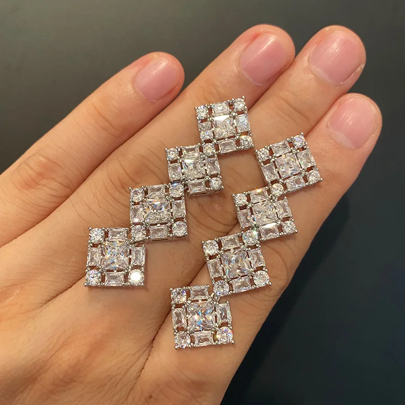 

Geometric Rectangle Crystal Stud Earrings Female Temperament Personality Fashion Joker Long Earrings for Women Jewelry Making
