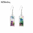 Прямоугольные серьги-Крючки в форме стрекозы, колибри и стрекозы, Стеклянные Кабошоны, ювелирные изделия ручной работы, 2021