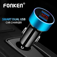 fonken 2 usb car charger mobile phone charge adapter led fast charge for iphone samsung xiaomi redmi universal phone chargers