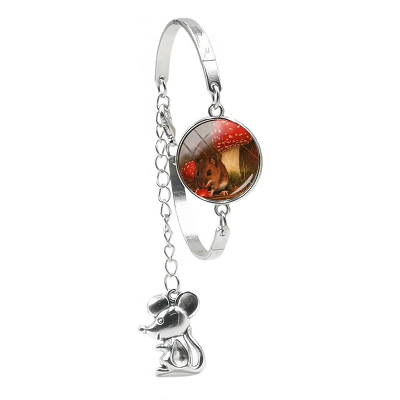 Hot! 1pcs 2020 Handmade New Ladies Bracelet Cute Cartoon Mouse Pendant Painting Glass Convex Girl Gift Jewelry | Украшения и