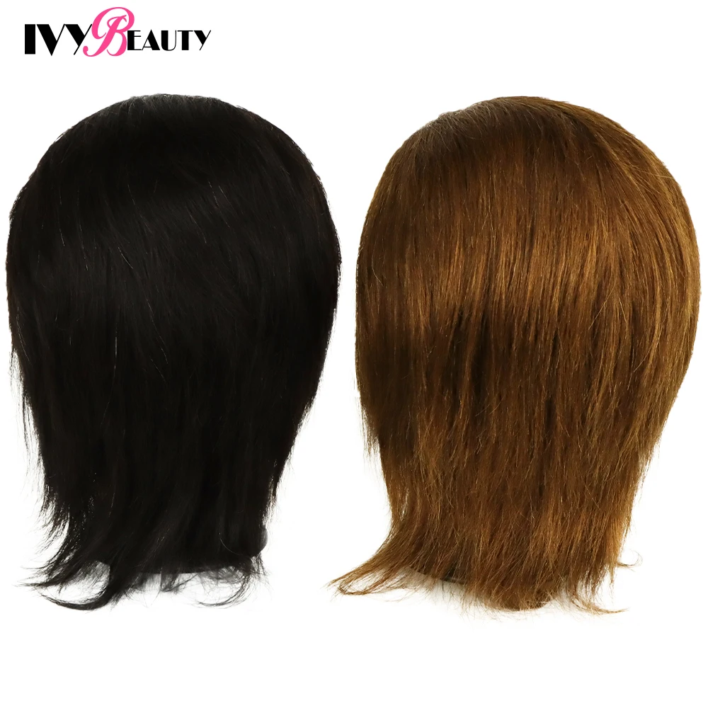 

100% Real Hair Male Mannequin Head For Hairdressers Salon Hairdressing Male Training Head With Hair Beard Cutting Practice