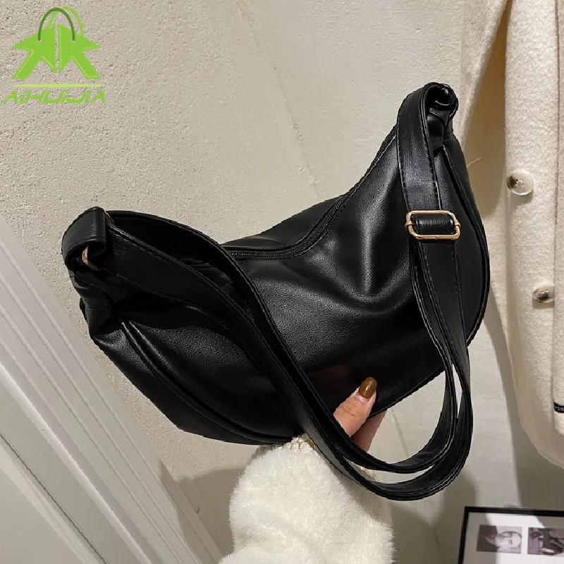 

2021 Soft Pu Leather Handbags for Women High Quality Vintage Messenger Bag Casual Solid Color Shoulder Bag Female Sac A Main New
