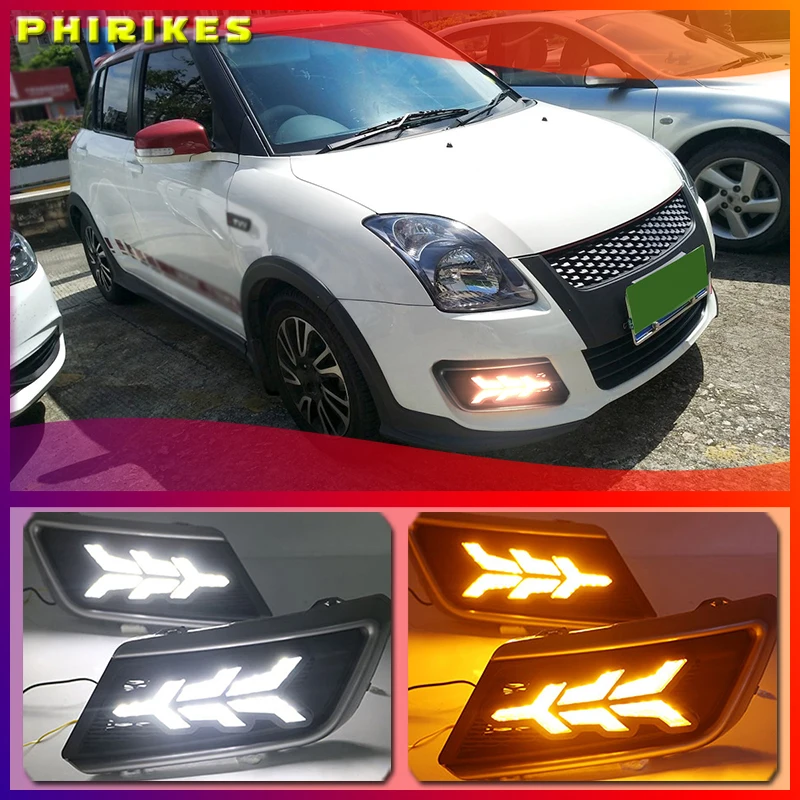 

1Pair DRL For Suzuki Swift 2013 2014 2015 2016 Car LED Driving Daytime Running Lights White car styling fog lamp cover