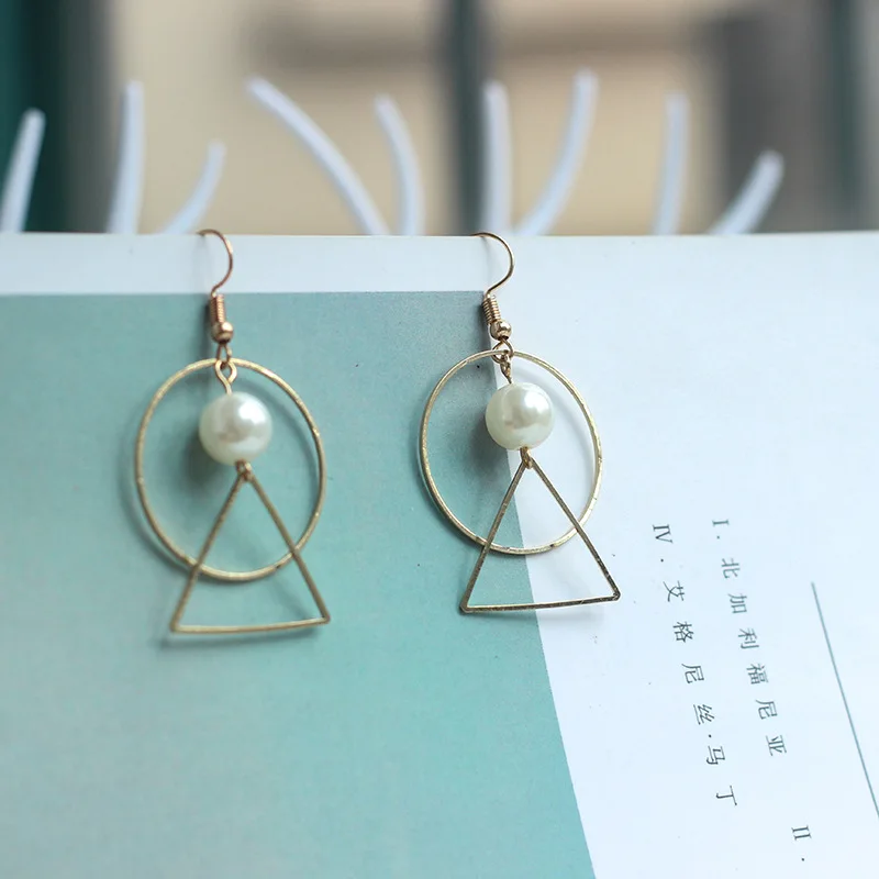 Модные женские золотистые бусины среднего размера круглые треугольные