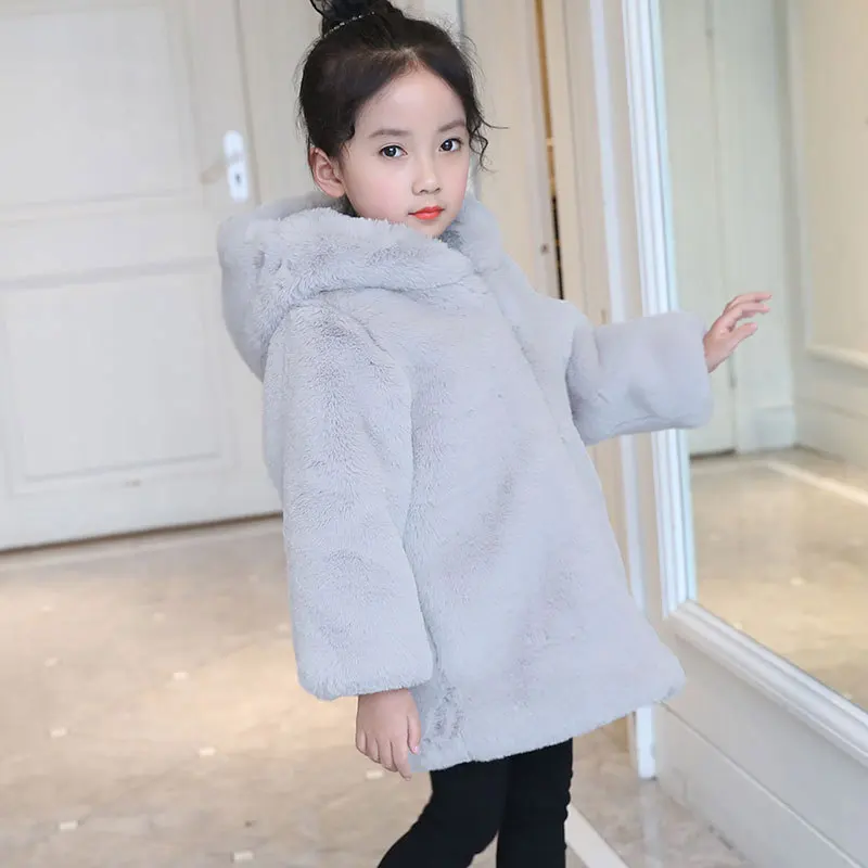 2019 Winter Girls Unicorn Jackets Children's Warm Faux Fur Jacket for Kids Thicken Wool Coat Outerwear Girl Parka | Детская одежда