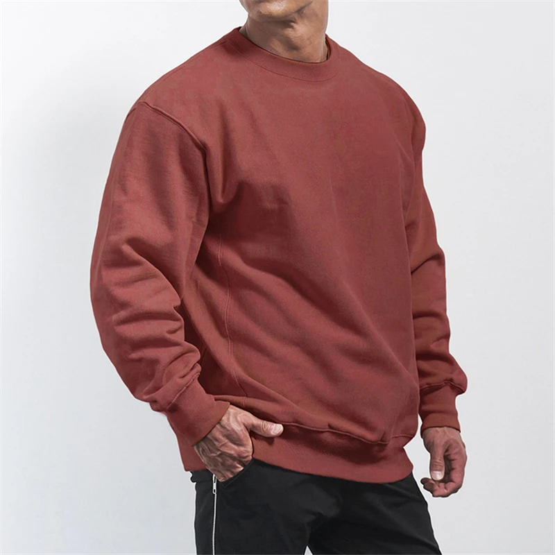 

280 г, 70% хлопок, модные однотонные толстовки оверсайз, толстовки, весна-осень, высококачественные мужские топы, мужские брендовые пуловеры в ...