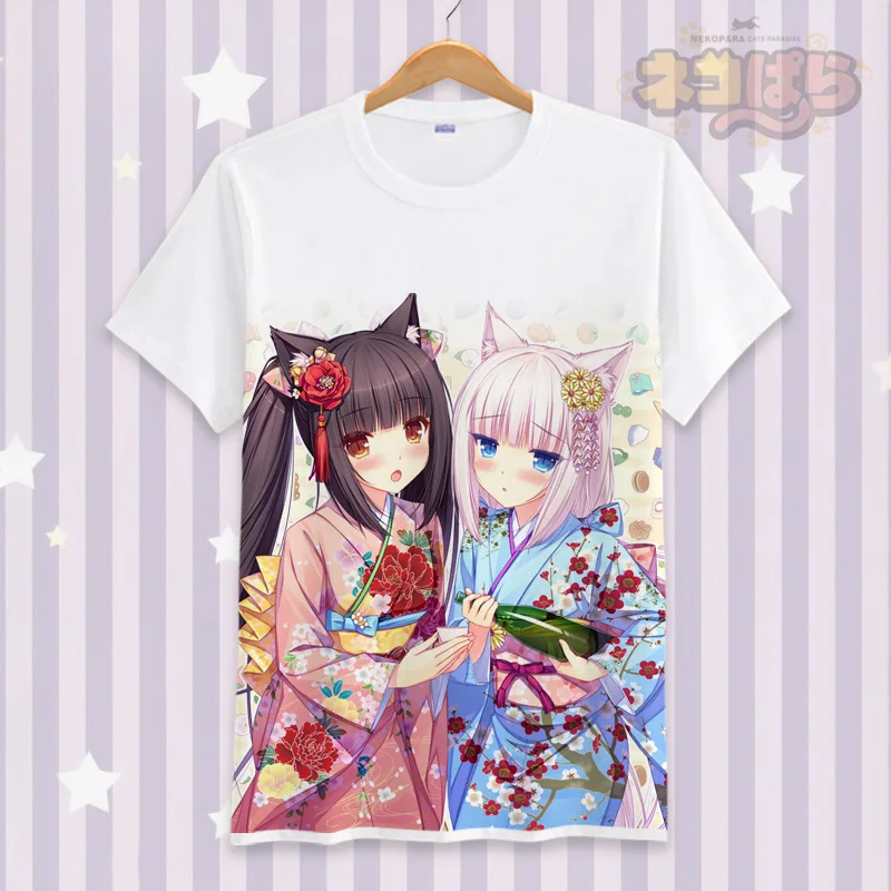 Японская аниме NEKOPARA косплей футболка мультфильм 3D печатных летняя для